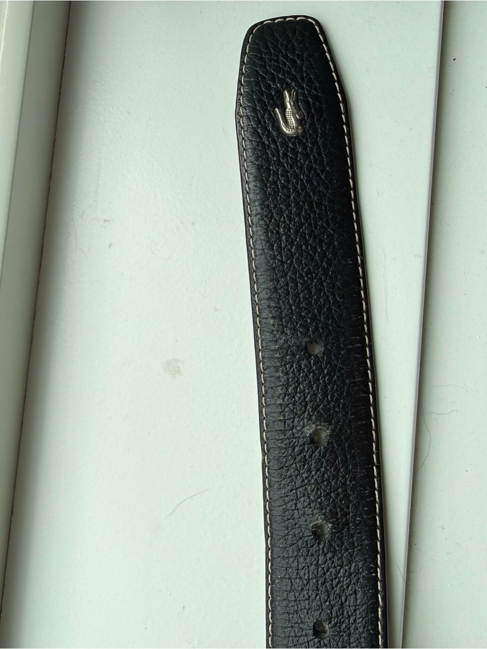 Black Leather Lacoste Belt